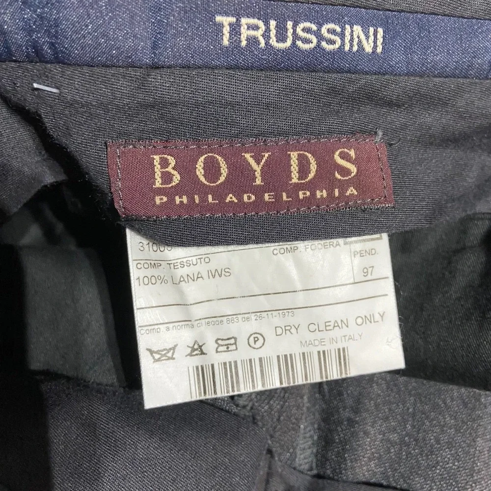 TRUSSINI Men's Dark Gray Wool Pleated Dress Pants 34x29 Tailored‎ Fit Italian 52